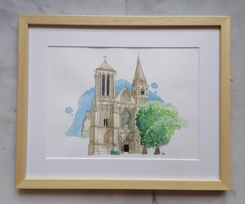 Aquarelle Notre Dame de l'Epinay encadré