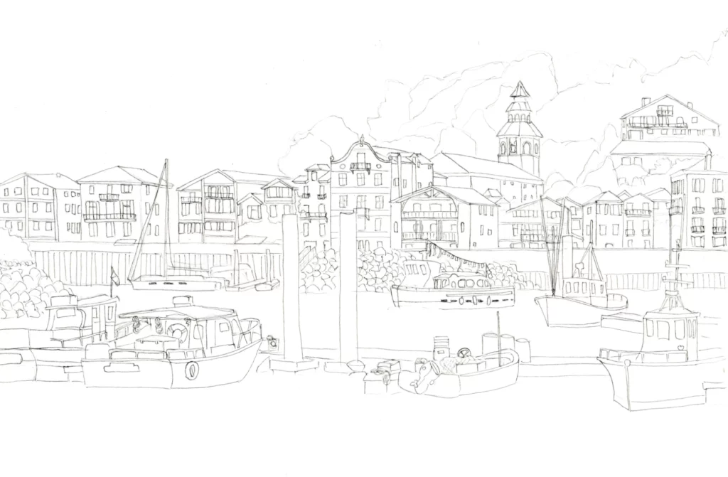 Port de Saint de Luz au crayon