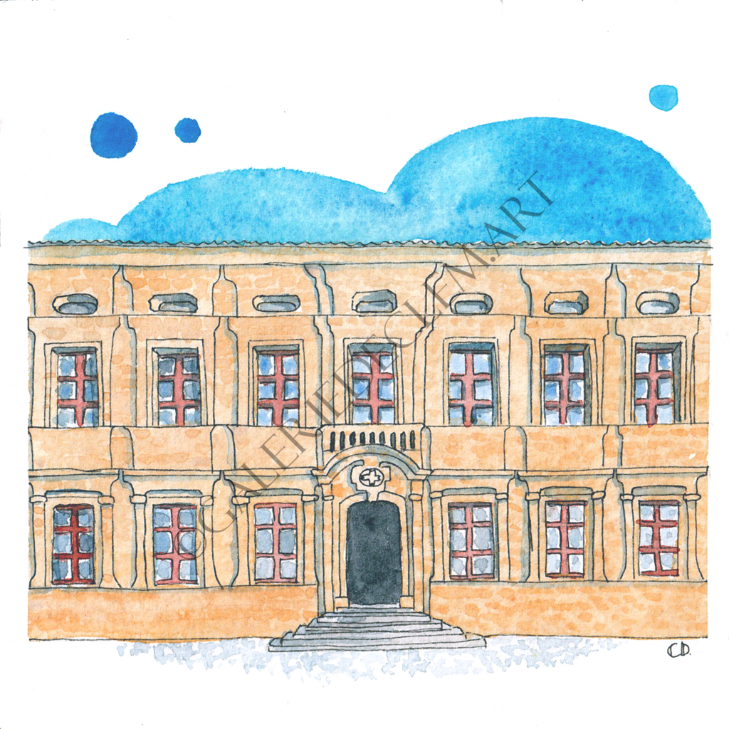 Musée Granet, Aix-en-Provence. Aquarelle sur papier 300g/m2 - 13x13 cm