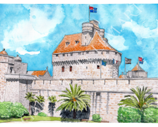 Aquarelle mairie de Saint-Malo